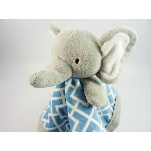 Levtex Baby Elephant Lovey Blue Gray Plush Security Blanket - Picture 5 of 8